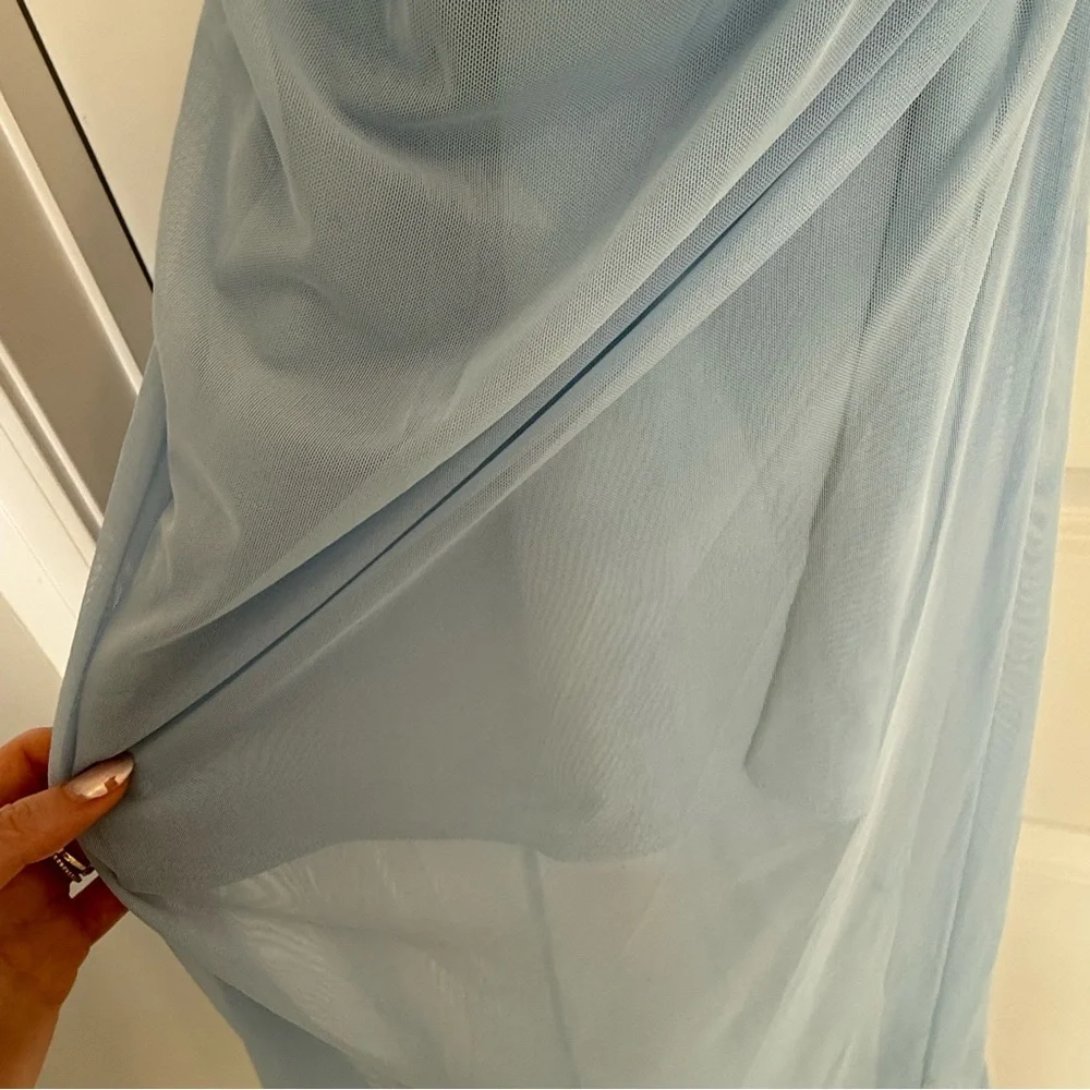 Abercrombie Mesh Racerback Maxi Dress-Light Blue-NWT